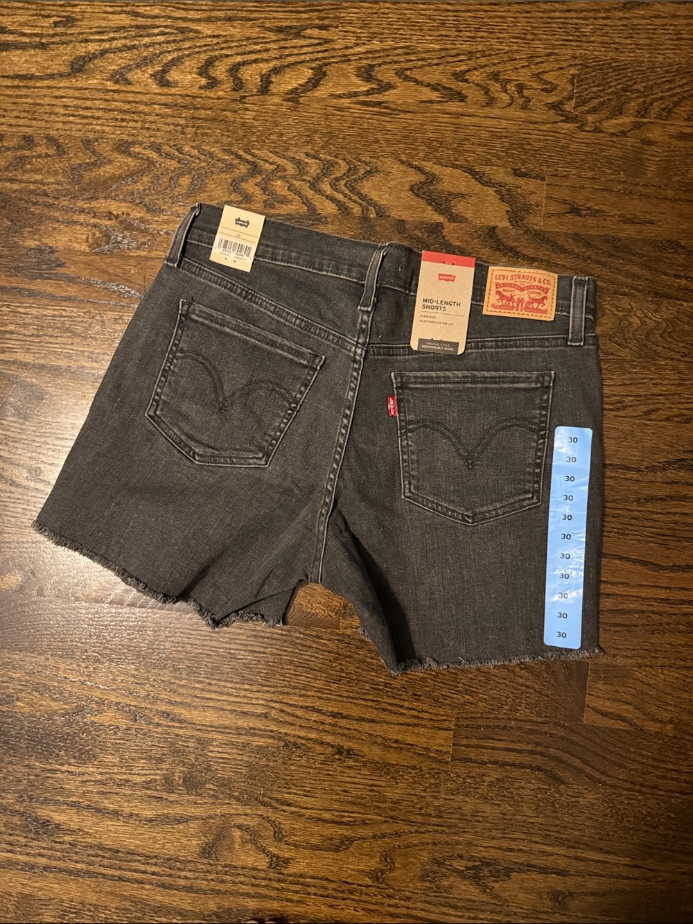 Levi's Black Washed Denim Raw-Hem Cutoff Shorts 30